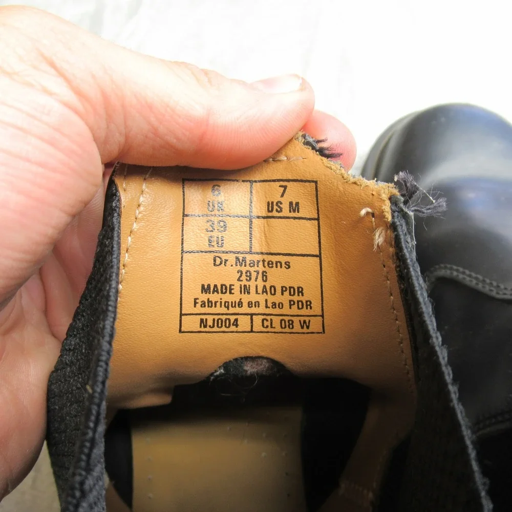 Dr Martens Mens 7 Chelsea Boots‎ Black Leather Elastic Side Chunky Heel Combat